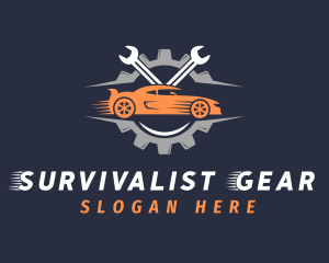 Car Wrench Cog Repair logo design