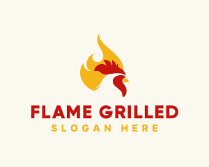 Hot Flaming Chicken  logo design