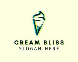 Glitch Ice Cream Dessert logo design