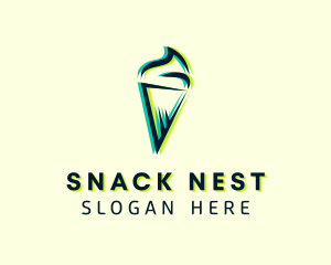 Glitch Ice Cream Dessert logo design