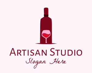 Wine Glass & Bottle logo design