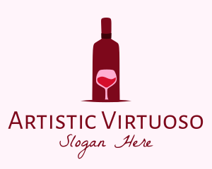 Wine Glass & Bottle logo design