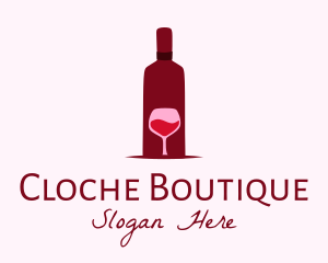 Wine Glass & Bottle logo design