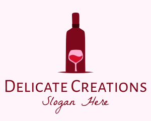 Wine Glass & Bottle logo design