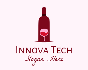 Wine Glass & Bottle logo design