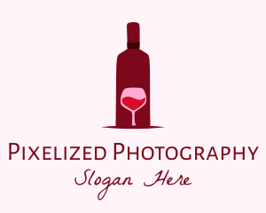 Wine Glass & Bottle logo design