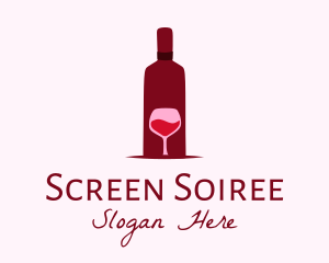 Wine Glass & Bottle logo design