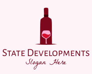 Wine Glass & Bottle logo design