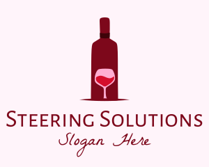 Wine Glass & Bottle logo design