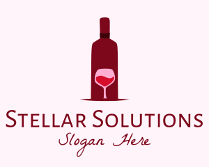 Wine Glass & Bottle logo design