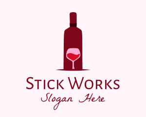 Wine Glass & Bottle logo design