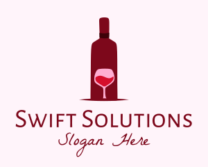 Wine Glass & Bottle logo design