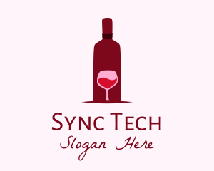 Wine Glass & Bottle logo design