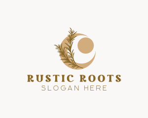 Rustic Moon Leaf logo design