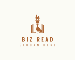 Book Torch Hand Reading logo design