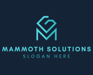 Blue Diamond Letter M logo design