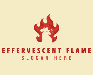 Chicken Flaming BBQ logo design