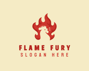 Chicken Flaming BBQ logo design