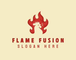 Chicken Flaming BBQ logo design