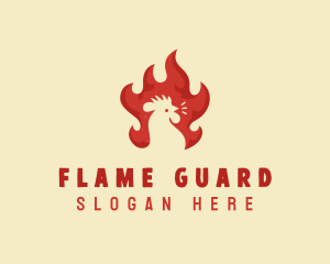 Chicken Flaming BBQ logo design