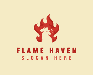 Chicken Flaming BBQ logo design