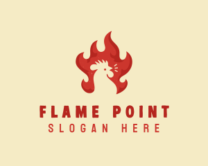 Chicken Flaming BBQ logo design