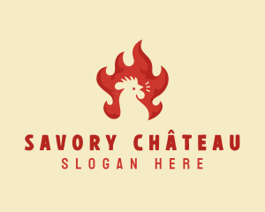 Chicken Flaming BBQ logo design