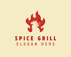 Chicken Flaming BBQ logo design