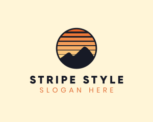 Mountain Sunset Stripe logo design