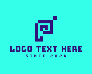 Blue Pixel Letter P logo