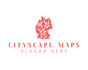 Carnation Flower Map logo design