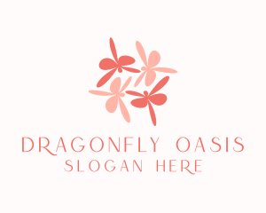 Pink Flower Dragonflies logo design