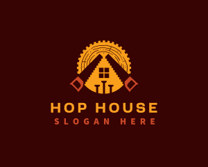 Woodwork Saw House logo design