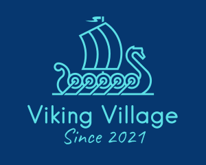 Outline Viking Boat  logo design