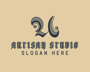 Tattoo Studio Letter U logo design