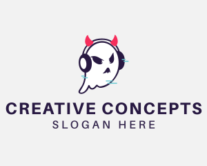 Headphone Ghost Gamer logo design