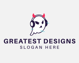 Headphone Ghost Gamer logo design