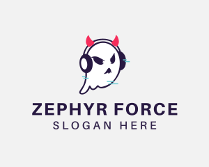 Headphone Ghost Gamer logo design