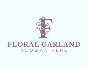 Floral Nature Garden Letter F logo design