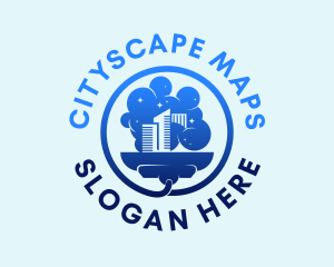 Blue Cityscape Cleaning logo design