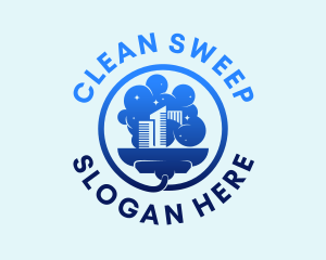 Blue Cityscape Cleaning logo design