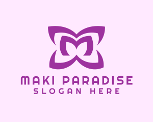 Purple Petal Letter M logo design