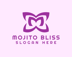 Purple Petal Letter M logo design