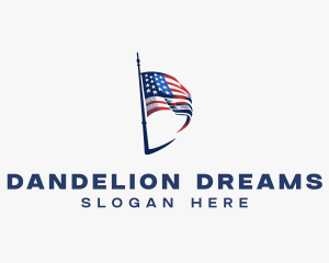 American Flag Letter D logo design