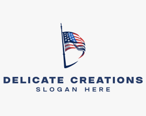 American Flag Letter D logo design