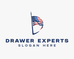 American Flag Letter D logo design