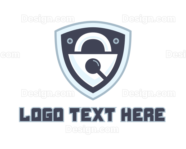 Search Padlock Shield Logo