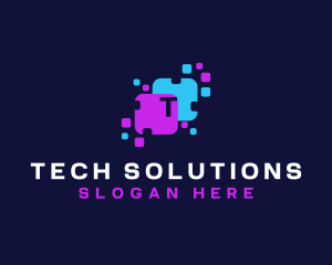 Modern Tech Pixel logo design