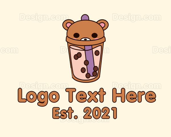 Bear Milk Tea Cup Logo