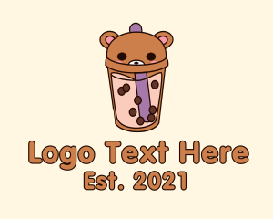 Bear Milk Tea Cup logo